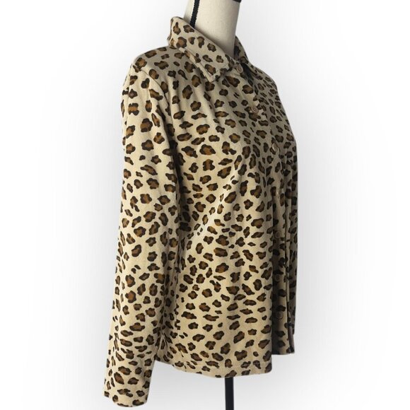 Vintage 70s Pappagallo Camel Black\Brown Leopard Print Button Down Blouse M - Picture 2 of 6